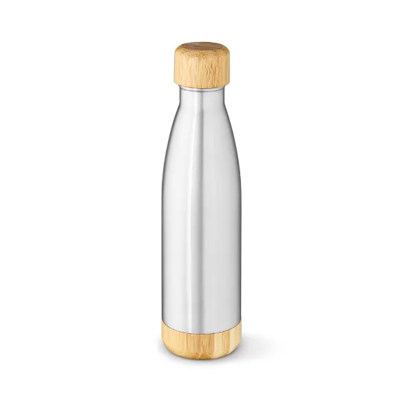 Garrafa personalizada em aço inox reciclado tampa em bambu 800 ml Garrafa personalizada em aço inox reciclado tampa em bambu 800 ml